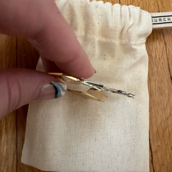 Tory Burch Kira Clover Hoop Earring - Silver/Gold - Picture 5 of 6